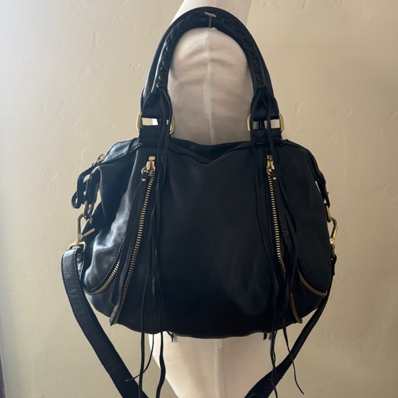 Linea Pelle Leather Tassel Bag in Black - Picture 7 of 11